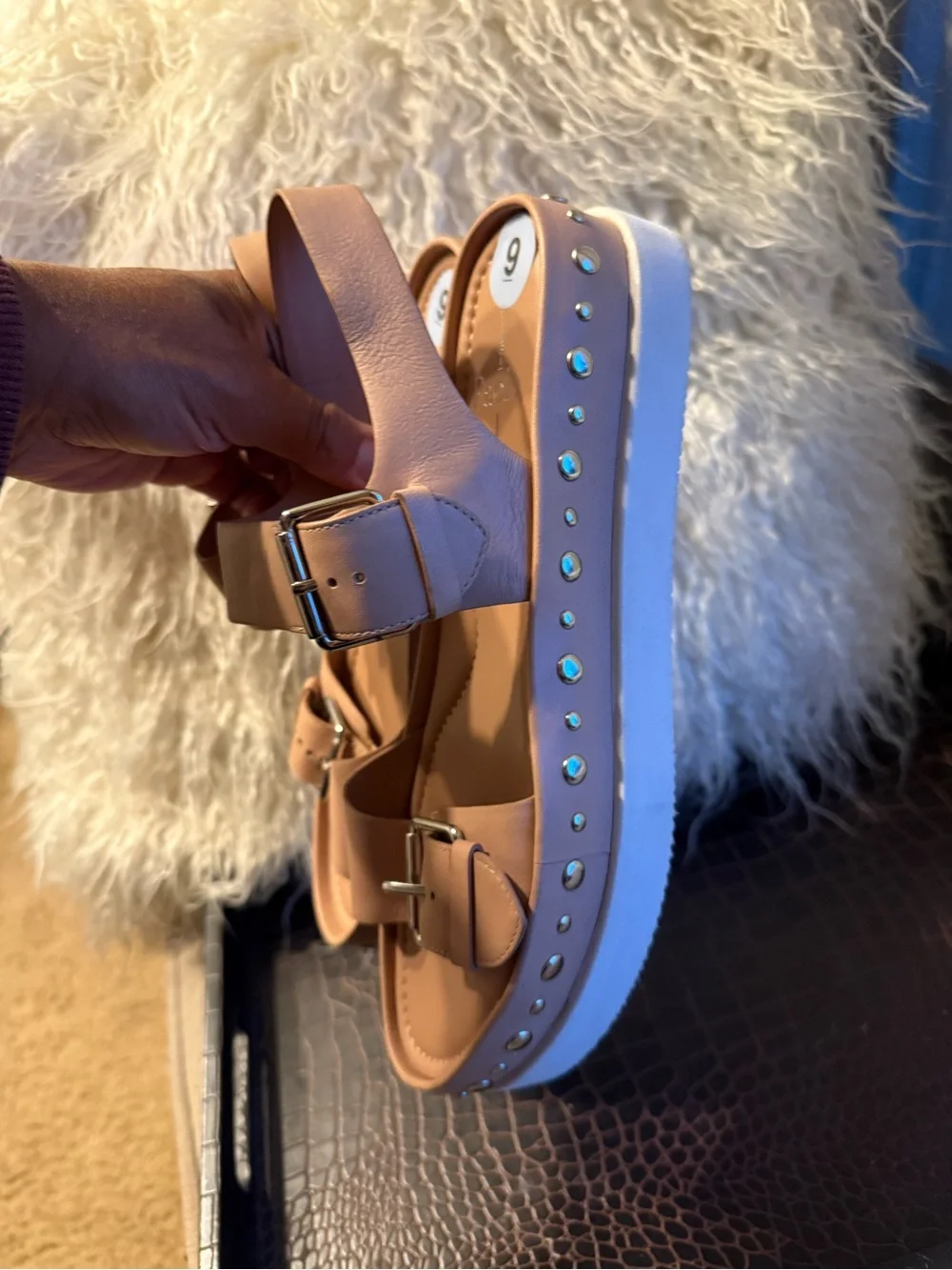 Paolo Blush Buckle Slingback Sandals
